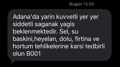 Meteoroloji Genel Müdürlüğü’nün kuvvetli sağanak yağış uyarısında bulunduğu Adana’da, Afet