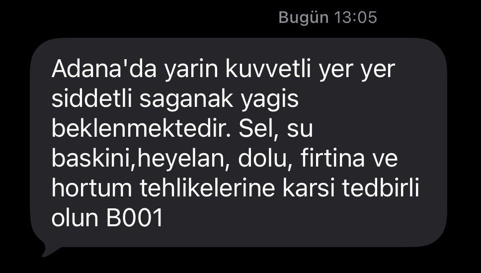 Meteoroloji Genel Müdürlüğü’nün kuvvetli sağanak yağış uyarısında bulunduğu Adana’da, Afet