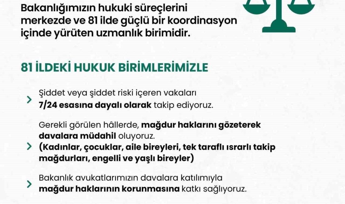 Aile ve Sosyal Hizmetler Bakanlığından yapılan açıklamada, “Şiddete uğrayan veya