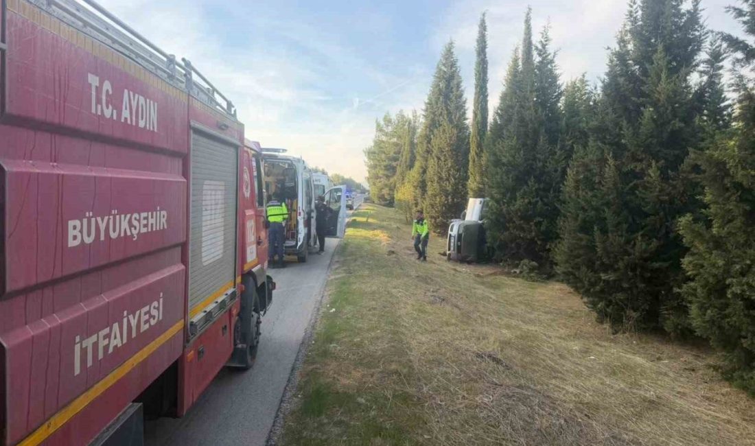 Aydın’ın Germencik ilçesinde otomobilin yolda çıkarak devrilmesi sonucu meydana gelen