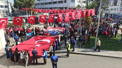 Samsun’un Bafra ilçesinde Cumhuriyet’in 103. yılı kutlamaları çerçevesinde “Cumhuriyet Yürüyüşü”