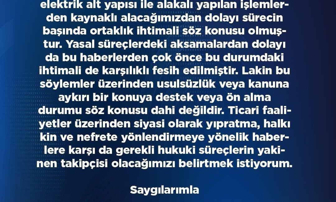 AK Parti Kayseri İl Başkanı Hüseyin Okandan; ortaklığı olduğu iddia