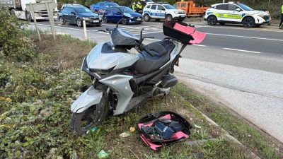 Bolu’da D-100 kara yolunda motosiklet ile hafif ticari aracın çarpışması