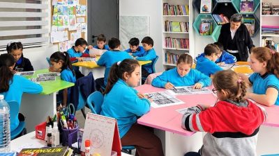 Samsun’un Canik Belediyesi Halk Kütüphanesi ve Etüt Merkezi’nin çocuk bölümü,