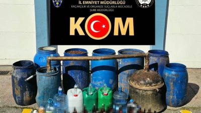 Çorum’da polis ekipleri tarafından düzenlenen operasyonda bin 80 litre fermente