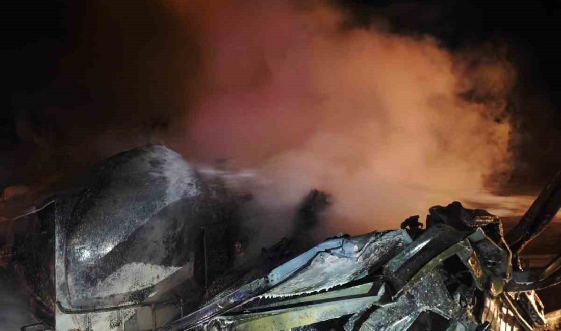 Şanlıurfa’nın Viranşehir ve Derik ilçesi sınırında devrildikten sonra alev alan