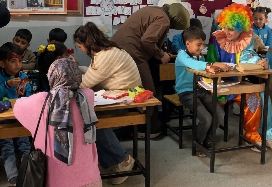 Erzincan’da üniversiteli gönüllüler, köy okulunda eğitim gören çocuklar için düzenledikleri