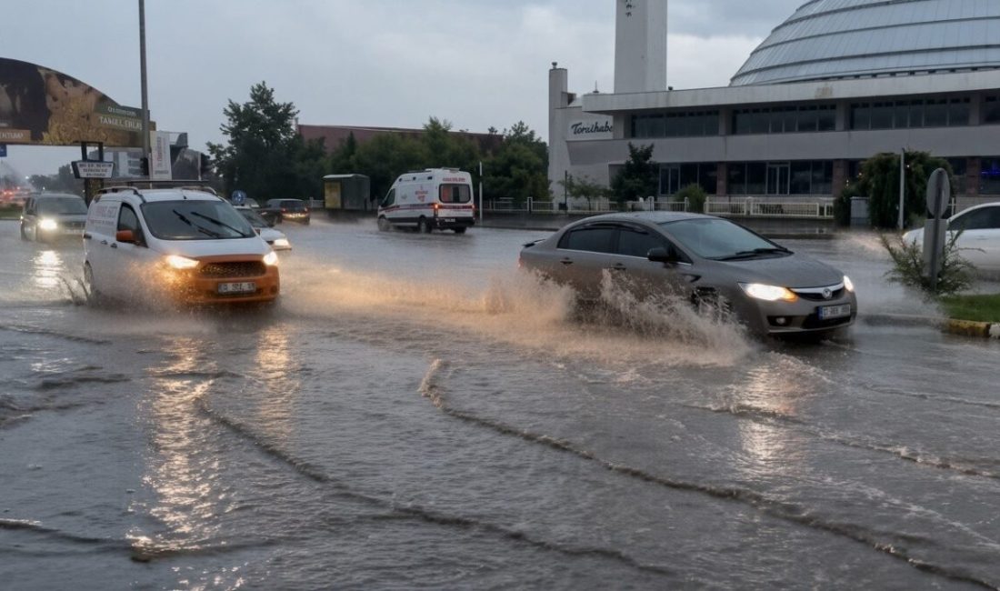 Erzincan’da etkili olan yağışın ardından gece saatlerinde peş peşe çakan