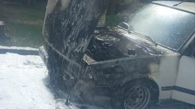 Hatay’ın Erzin ilçesinde alevlere teslim olan TOFAŞ marka otomobil kullanılmaz