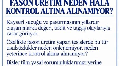 Kayseri’de sucuk üretimi yapan 2 firmadan yapılan açıklamada, fason sucuk