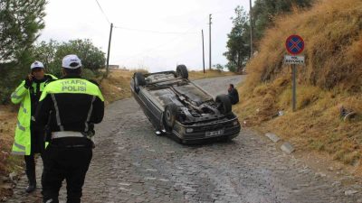 Aydın’ın Efeler ilçesinde freni tutmayan otomobilin takla atması sonucu meydana