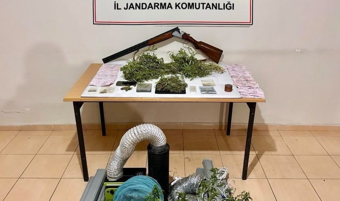 Balıkesir’in Gönen ilçesinde jandarma ekiplerince düzenlenen uyuşturucu operasyonunda, evinde uyuşturucu