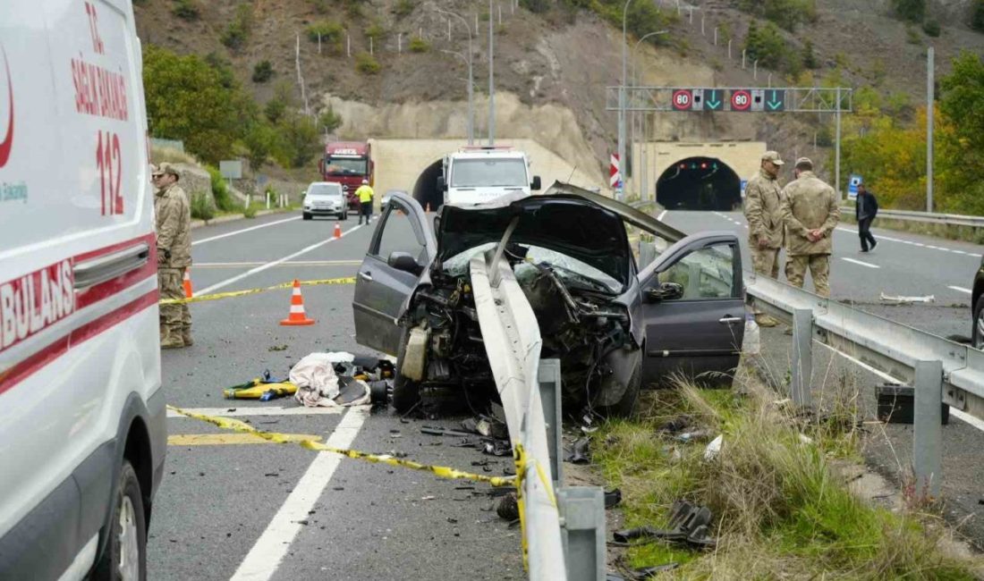 Gümüşhane’nin Mescitli köyü mevkiinde bir otomobilin bariyere saplandığı kazada 1