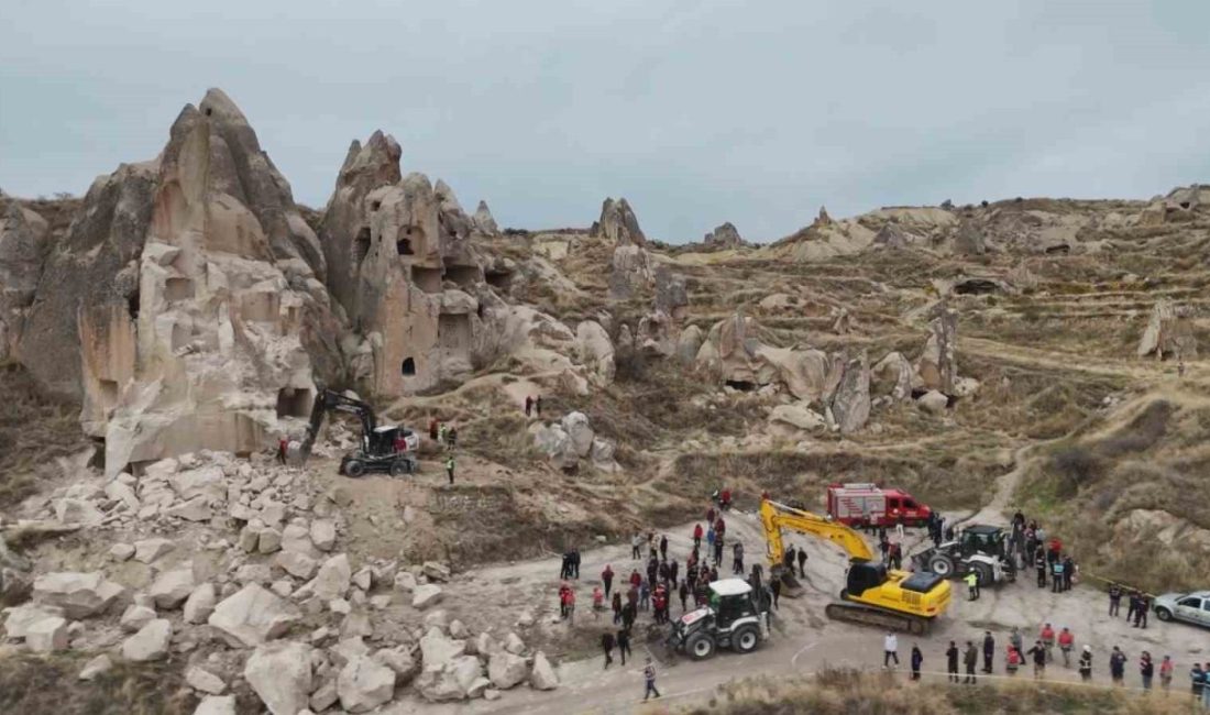 Nevşehir’in Göreme beldesinde çöken peribacası havadan görüntülendi. Edinilen bilgiye göre,