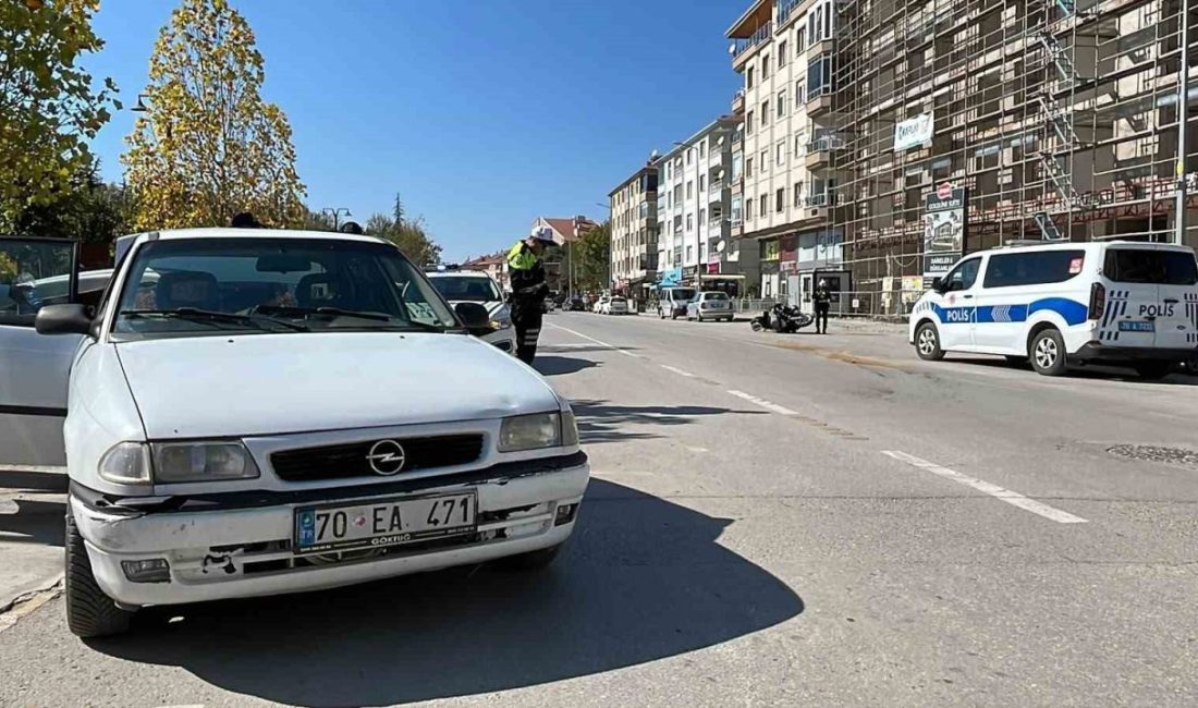 Karaman’da otomobille çarpışan motosikletin sürücüsü yaralandı. Kaza, Alişahane Mahallesi Turgut