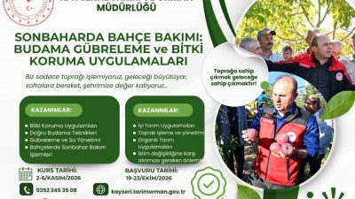 Kayseri İl Tarım ve Orman Müdürlüğü tarafından düzenlenecek eğitimde budama,