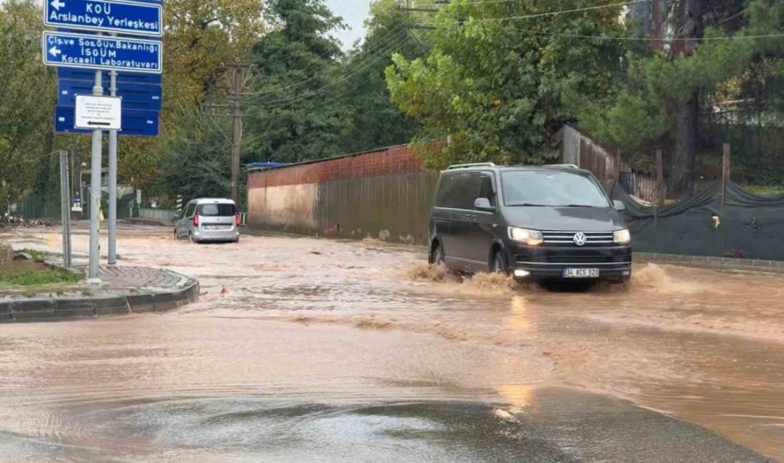 Kocaeli’nin Başiskele ilçesinde turuncu kodlu uyarının ardından etkili olan sağanak