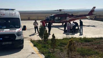 Konya’nın Kulu ilçesinde evinde rahatsızlanan 70 yaşındaki kadın, ambulans helikopterle
