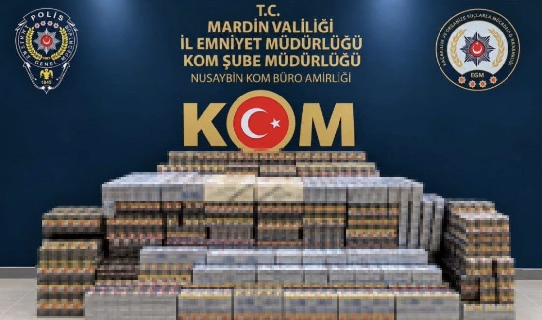 Mardin’in Nusaybin ilçesinde bir araçta 22 bin 50 paket kaçak