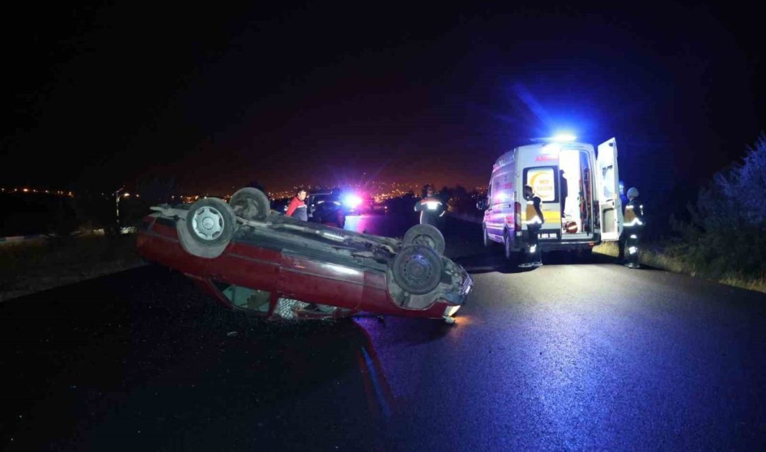 Nevşehir’de kontrolden çıkarak takla atan otomobilin sürücüsü araç içerisinde sıkışarak