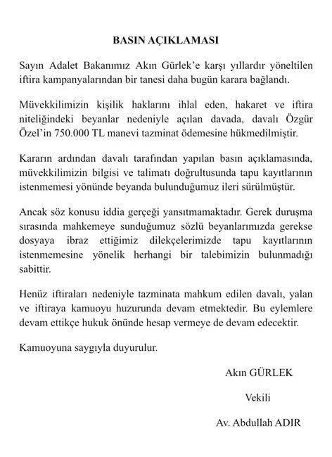 Adalet Bakanı Akın Gürlek’in, avukatı Abdullah Adır, Yeni Parti Genel