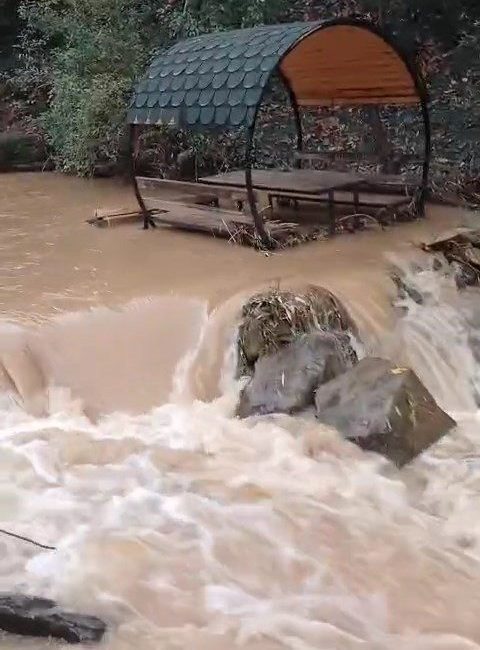 Elazığ’da etkili olan yağışlarla birlikte Teke deresi coşarken bazı kamelyalar