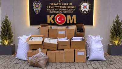 Sakarya’da düzenlenen operasyonda binlerce gümrük kaçağı makaron ve tütün ele