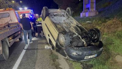 Samsun’un Canik ilçesinde hafif ticari aracın yaklaşık 30 metre yükseklikten