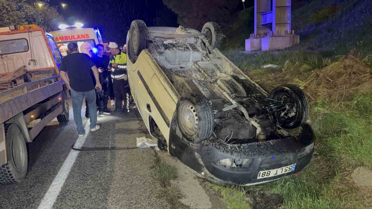 Samsun’un Canik ilçesinde hafif ticari aracın yaklaşık 30 metre yükseklikten