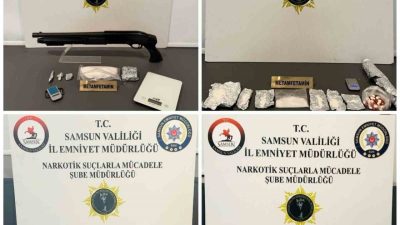 Samsun’da İlkadım, Atakum, Canik ve Bafra ilçelerinde düzenlenen uyuşturucuyla mücadele