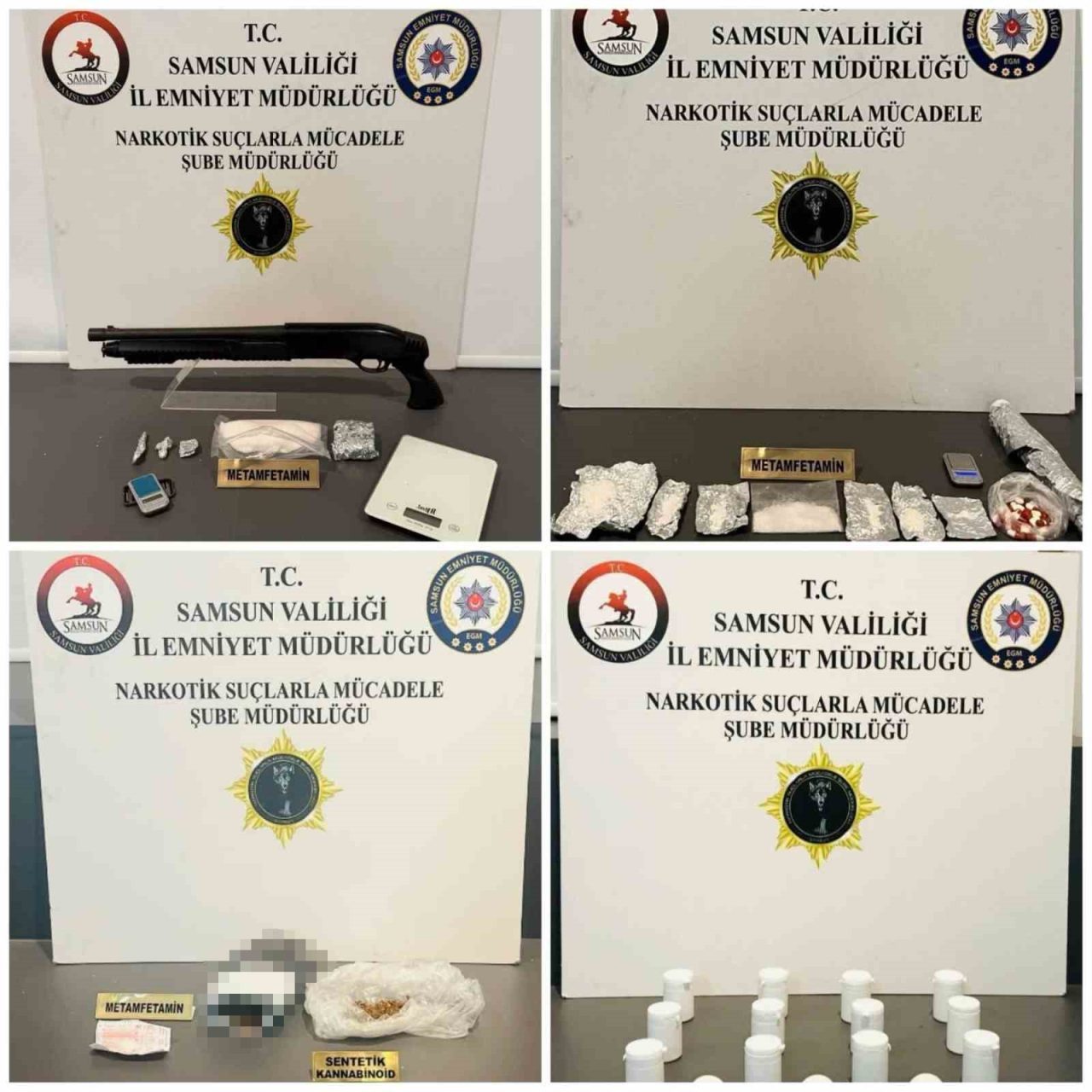 Samsun’da İlkadım, Atakum, Canik ve Bafra ilçelerinde düzenlenen uyuşturucuyla mücadele