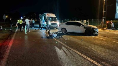 Tekirdağ’ın Saray ilçesinde motosiklet ile otomobilin çarpışması sonucu meydana gelen