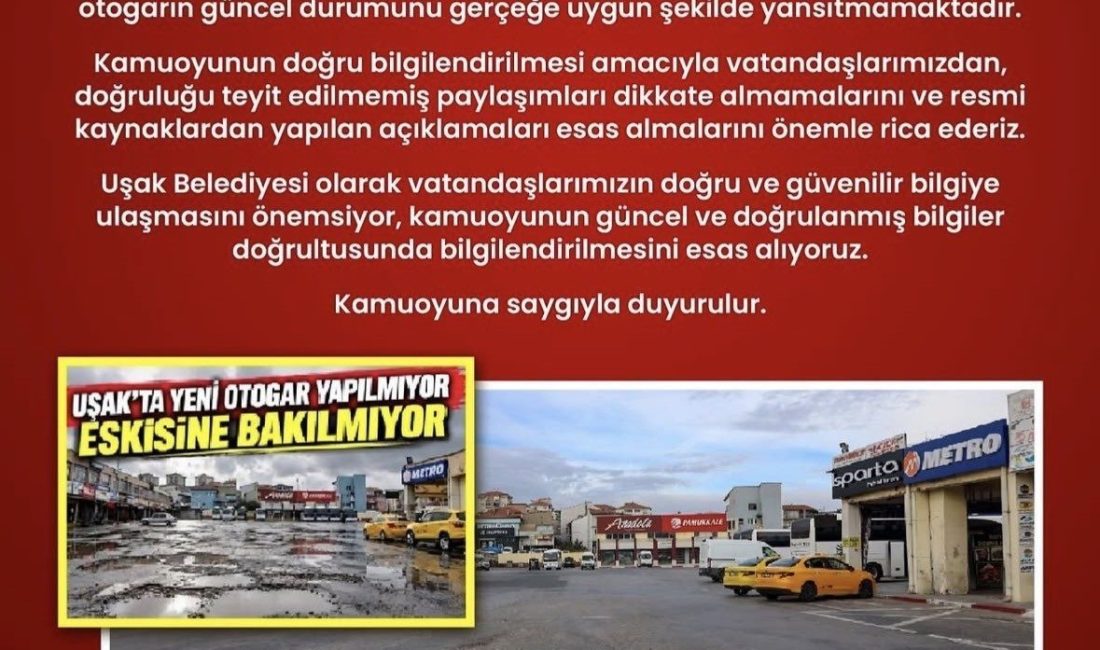 Uşak Belediye Başkan Vekili Hatice Terekeci Özkan, Uşak Otogarı’nın mevcut