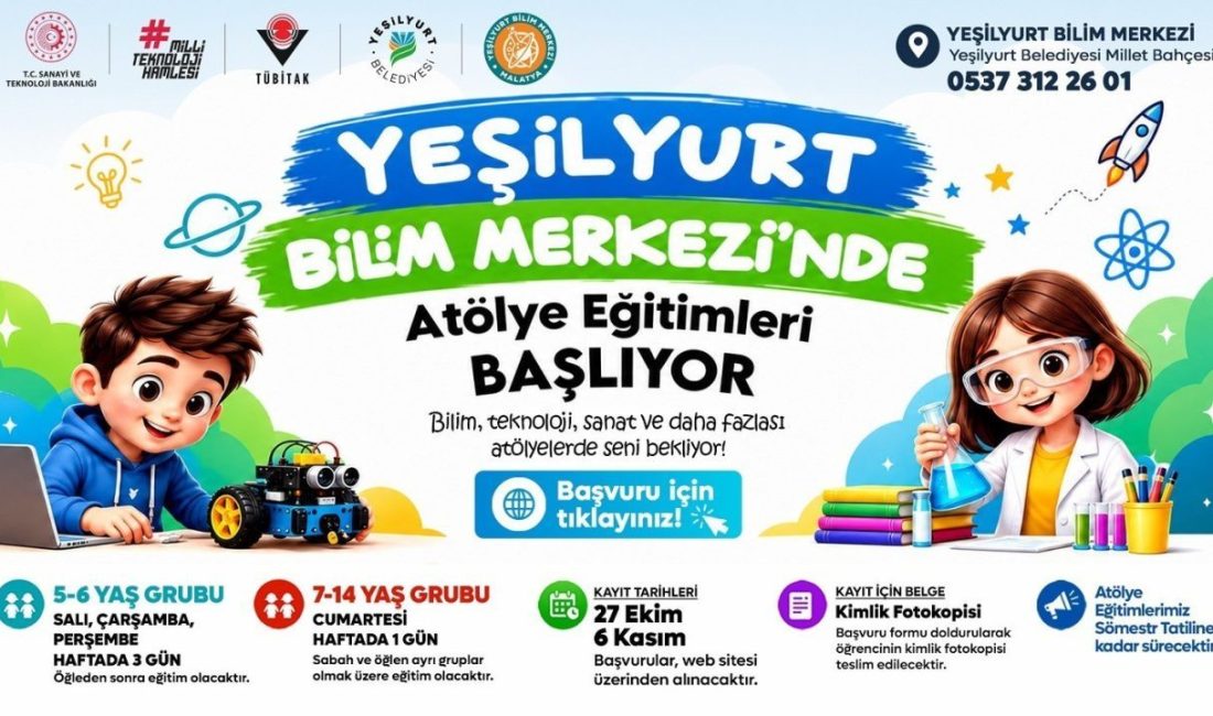 Yeşilyurt Bilim Merkezi’nde yeni dönem atölye eğitimleri için kayıt süreci