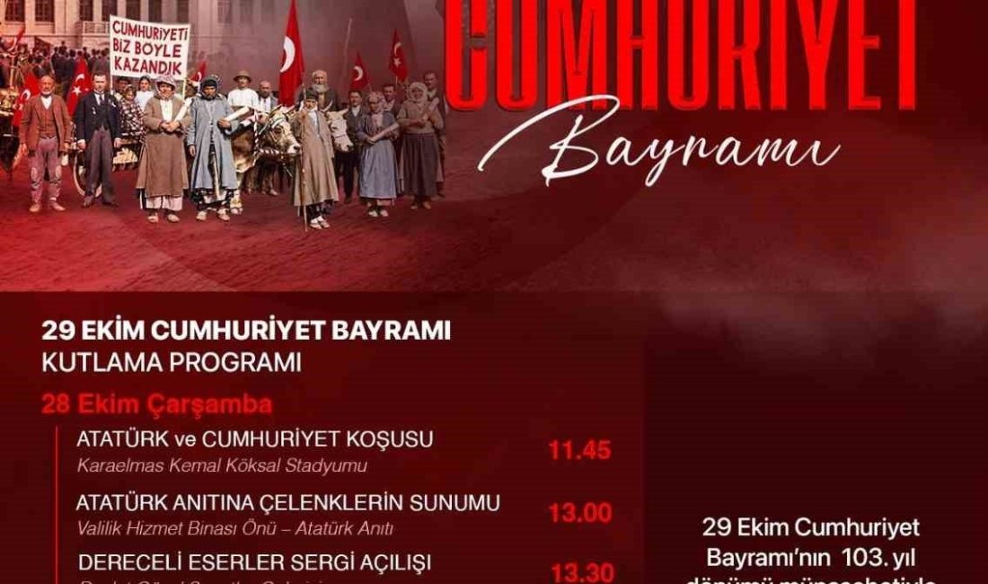 Cumhuriyet’in kuruluşunun 103. yıl dönümü dolayısıyla Zonguldak’ta düzenlenecek kutlamaların programı